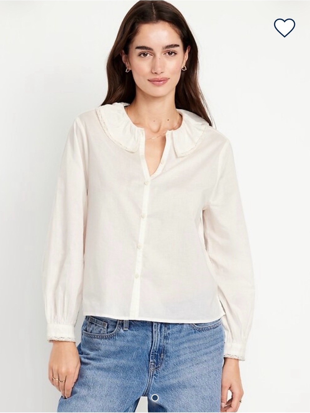 Old Navy Cream Ruffle-Collar Button-Down Shirt